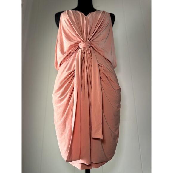 MISA Los Angeles Domino Draped Front Tie Pink Mini Dress Size L - Picture 3 of 11